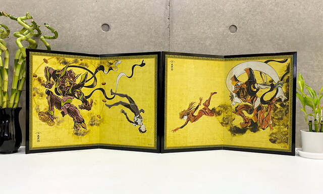 エヴァと日本文化の融合！風神雷神図をモチーフにした「エヴァ浮世絵屏風」が素敵―つながる碇シンジ、綾波レイなど全5種類