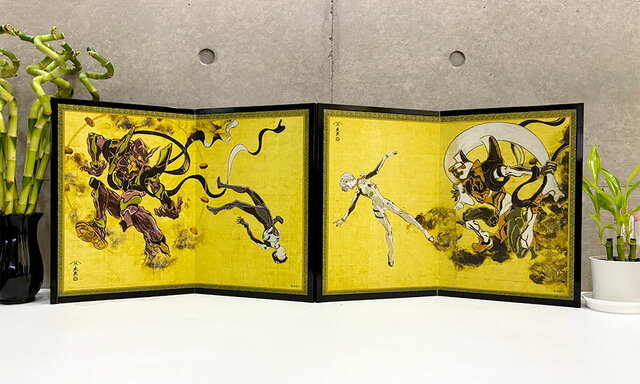 エヴァと日本文化の融合！風神雷神図をモチーフにした「エヴァ浮世絵屏風」が素敵―つながる碇シンジ、綾波レイなど全5種類