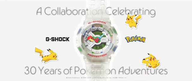『ポケモン』30周年コラボモデルのG-SHOCKが抽選販売！バンド部に御三家大集合、モンスターボールのインダイアルなど遊び心たっぷり