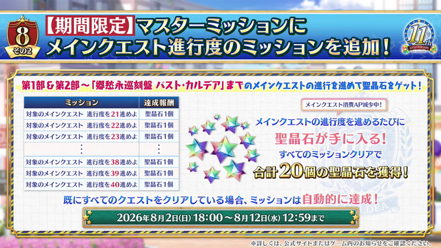 『FGO』11周年情報まとめ！ 新サーヴァント「ハサン・サッバーハ」実装、絆16解放や聖晶石がたっぷりもらえるクエストの追加も【生放送まとめ】