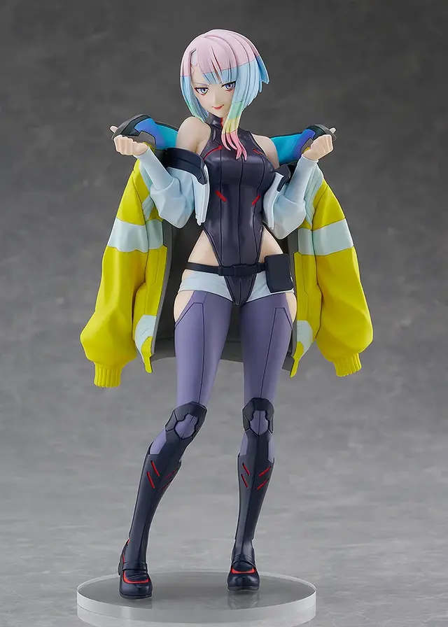 不敵な笑みが可愛い「サイバーパンク：エッジランナーズ」ルーシーのフィギュアが再販！ デイビッドのジャケットを手にした姿に、アニメの記憶が蘇る