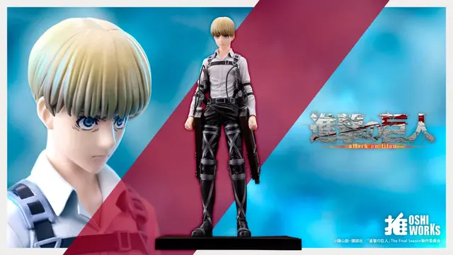 「進撃の巨人」The Final Seasonからリヴァイ、サシャ、アルミンが手に取りやすい「OSHI WORKS」で立体化！