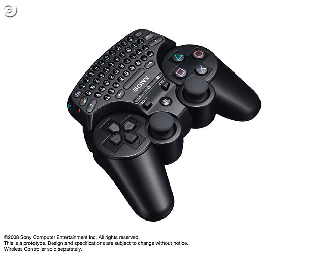 PS3のコントローラに装着して文字入力「ワイヤレスキーパッド」年内発売