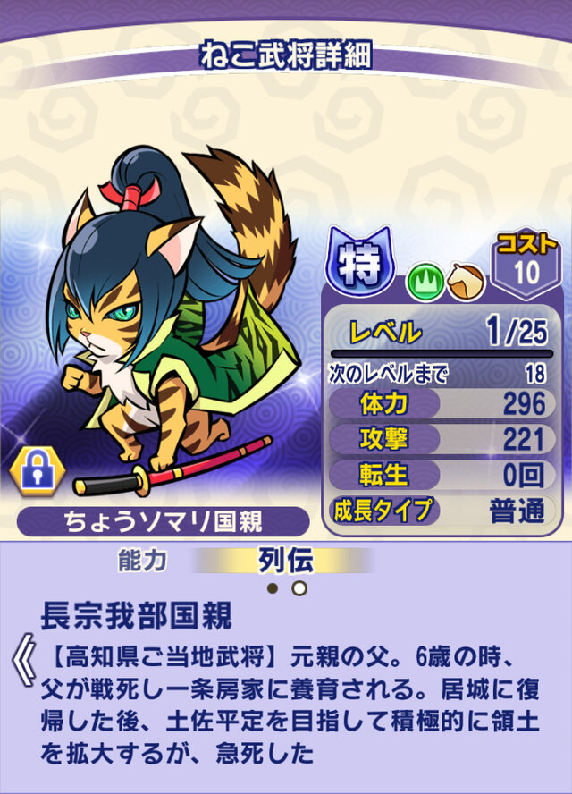 ねこ武将詳細