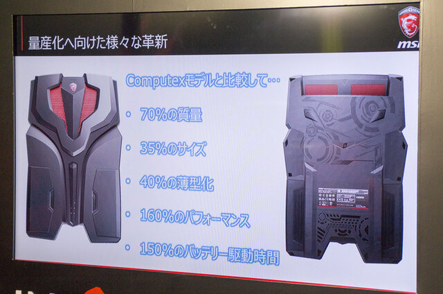 【TGS2016】MSIがVR特化バックパックPC「VR One」を展示―バーチャルを背負って未来へ